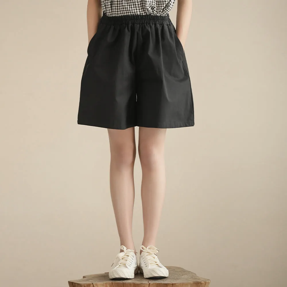 日系 黑白格娃娃衫/ 短裤裙 Gingham Blouse/ Wide Leg Shorts