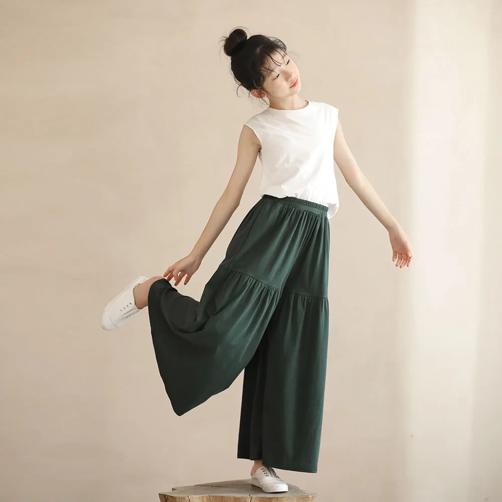 日系 白色内搭/ 九分裙裤 White Tank Top / Palazzo Pants