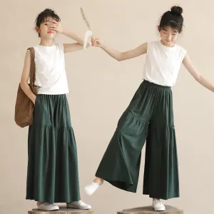 日系 白色内搭/ 九分裙裤 White Tank Top / Palazzo Pants