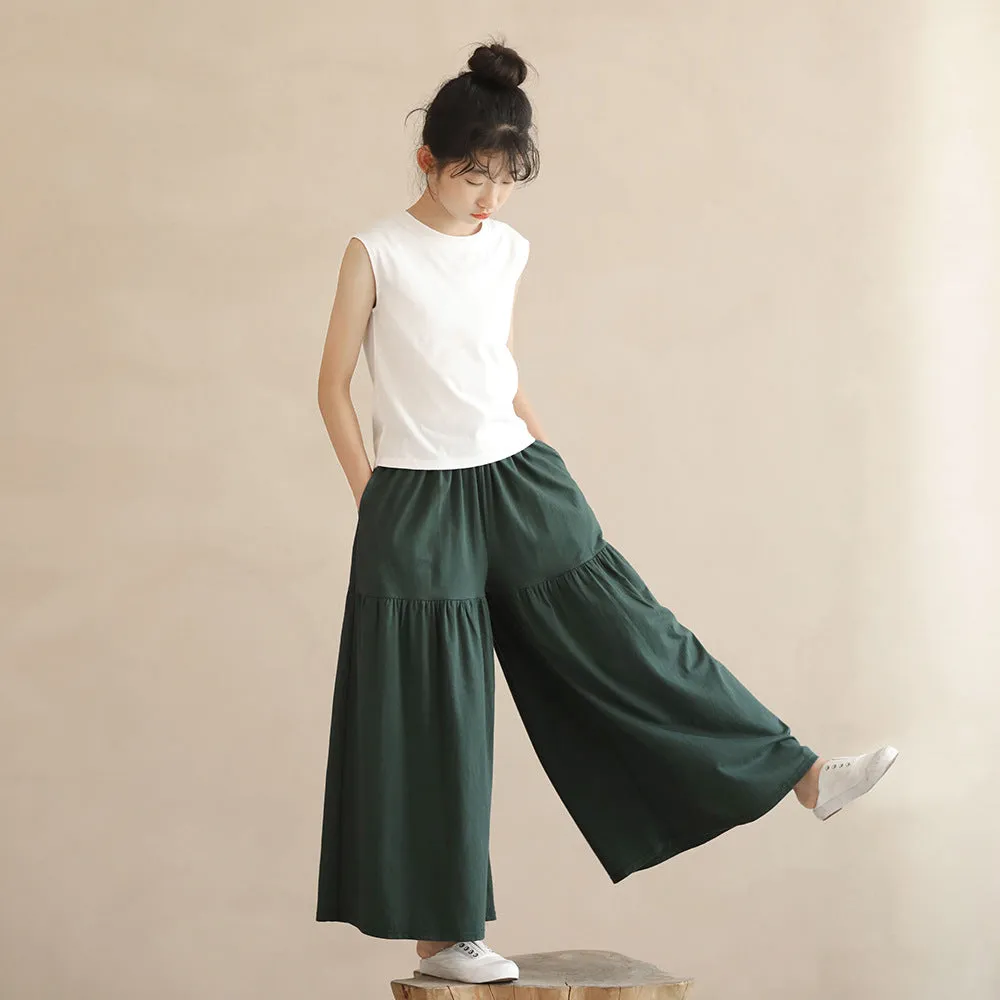 日系 白色内搭/ 九分裙裤 White Tank Top / Palazzo Pants
