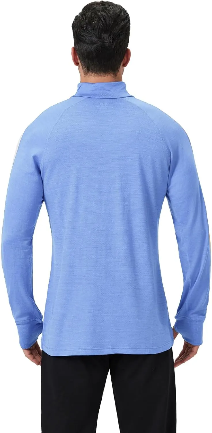 100% Merino Wool Base Layer Mens - Wool Half Zip Sweater Men - Merino Quarter Zip Wool Sweater Lite