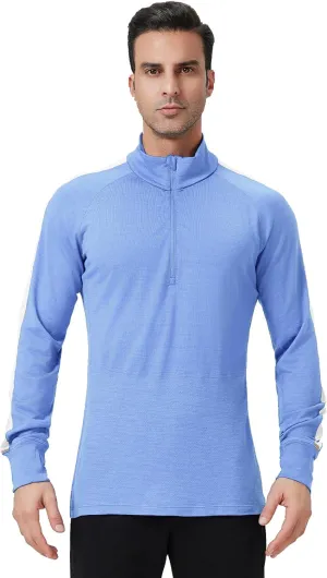 100% Merino Wool Base Layer Mens - Wool Half Zip Sweater Men - Merino Quarter Zip Wool Sweater Lite