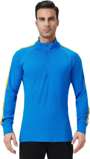 100% Merino Wool Base Layer Mens - Wool Half Zip Sweater Men - Merino Quarter Zip Wool Sweater Lite