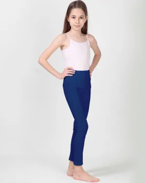 100% Organic Cotton High Waisted Ankle Length Leggings for Girls - Navy