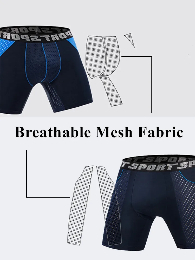 2 Pack Men's Sports Anti-friction Mesh Boxer Briefs
