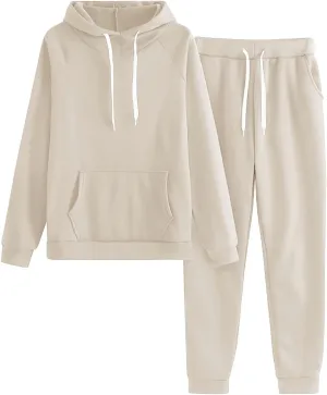 2 Piece Outfits for Women, Womens Sweatshirts Oversized Hoodie Long Sleeve Pullover Tracksuit Jogger Sweatpants with Pockets