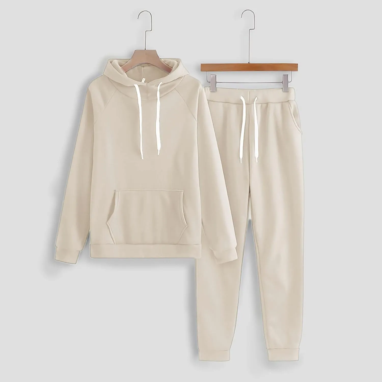 2 Piece Outfits for Women, Womens Sweatshirts Oversized Hoodie Long Sleeve Pullover Tracksuit Jogger Sweatpants with Pockets