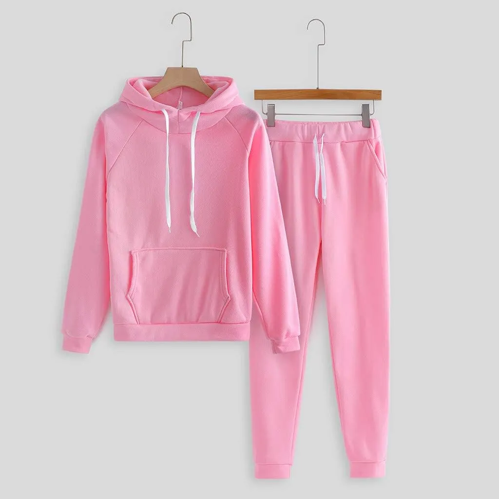 2 Piece Outfits for Women, Womens Sweatshirts Oversized Hoodie Long Sleeve Pullover Tracksuit Jogger Sweatpants with Pockets