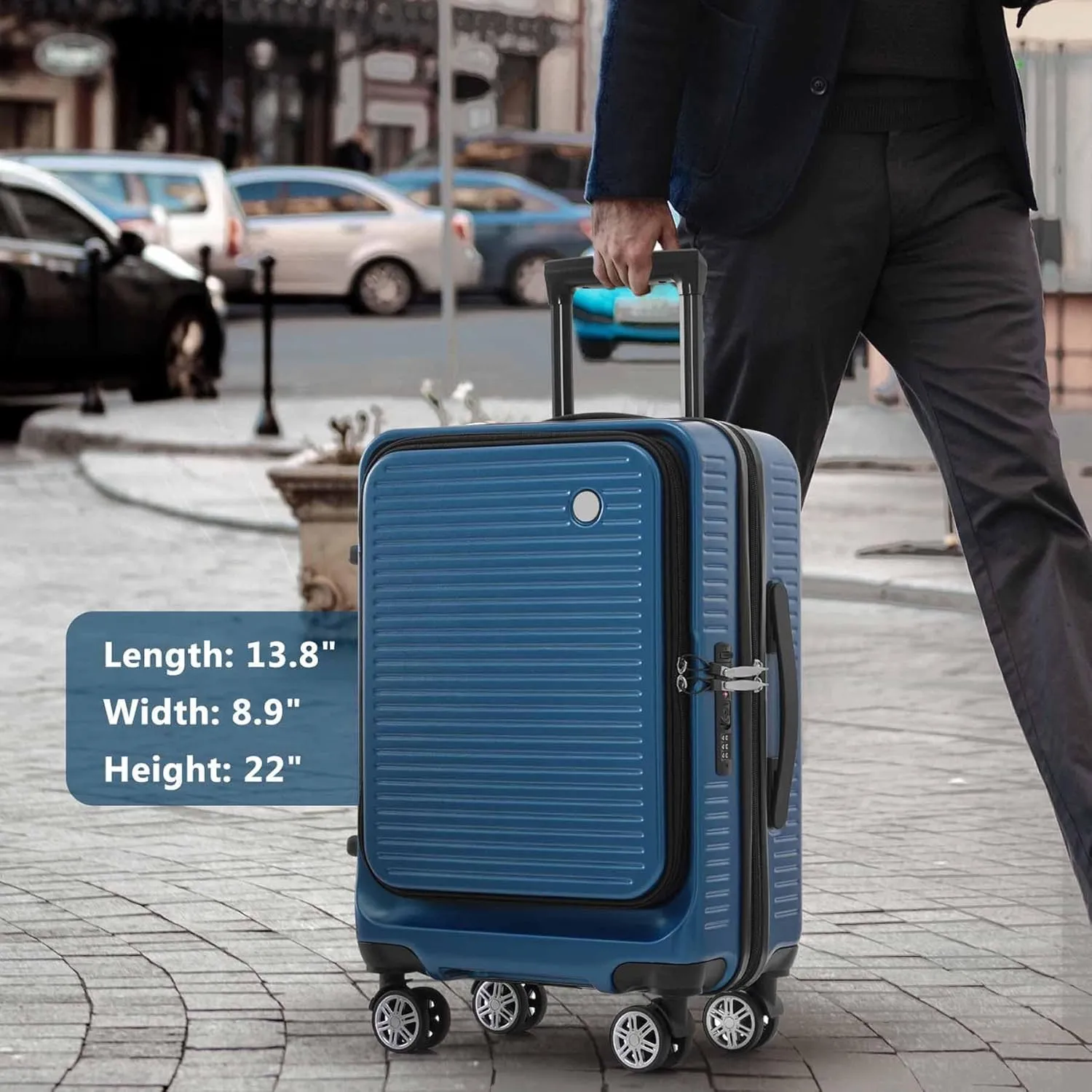 20 Inch Carry on Luggage with 1 Portable Carrying Case, Travel Suitcases with Wheels,Hard Case Luggage with TSA Lock,Lightweight Luggage with Front Pocket and USB Port (Peacock Blue)