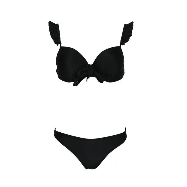 2019 Sexy Ruffled Front Knot Tie Biquini Swim Bathing Suit