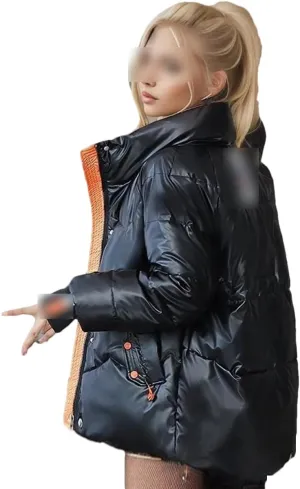 2023 Winter Glossy Down Cotton Coat Women Loose Puffer Parkas Warm Cotton-Padded Jacket With Pockets