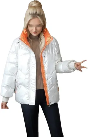 2023 Winter Glossy Down Cotton Coat Women Loose Puffer Parkas Warm Cotton-Padded Jacket With Pockets