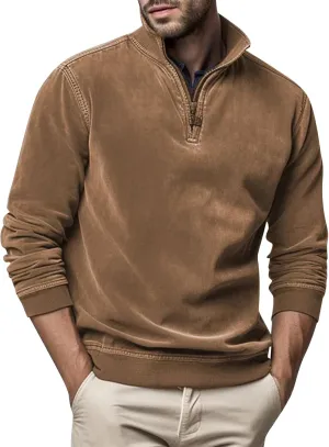 2024 Men's Sweaters 1/4 Zip Up Casual Turtleneck Pullover Polo Slim Fit Sweaters Long Sleeve Thermal Sweatshirts