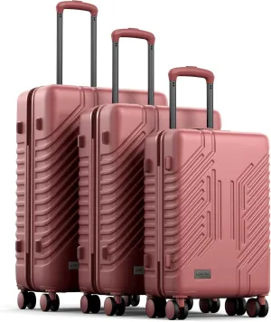 3-Piece Expandable Lightweight Luggage Set with Silent Spinner Wheels & TSA Lock, PC ABS, for Work, Business,Travel, 20/24/28 in, Burgundy