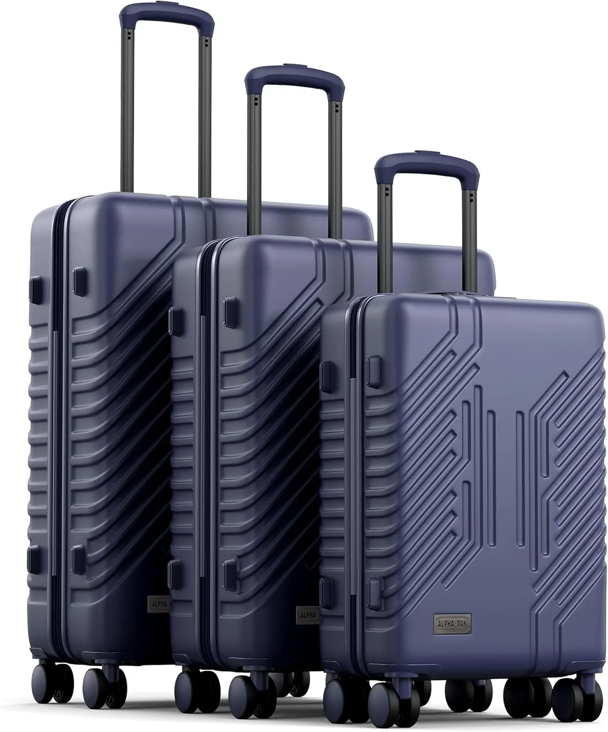 3-Piece Expandable Lightweight Luggage Set with Silent Spinner Wheels & TSA Lock, PC ABS, for Work, Business,Travel, 20/24/28 in, Navy blue
