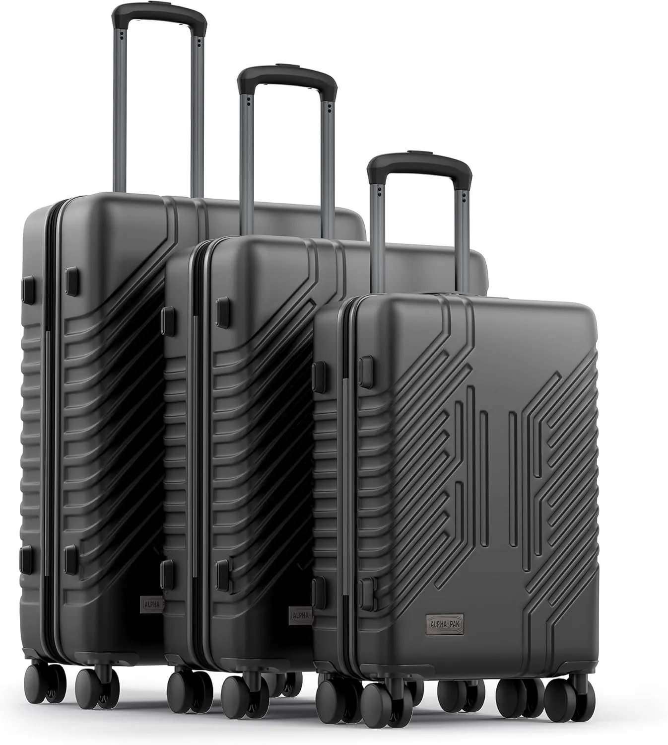 3-Piece Expandable Lightweight Luggage Set with Silent Spinner Wheels & TSA Lock, PC ABS, for Work, Business,Travel, 20/24/28 inBlack