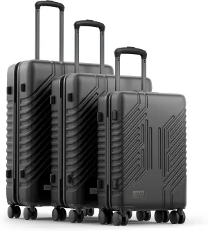 3-Piece Expandable Lightweight Luggage Set with Silent Spinner Wheels & TSA Lock, PC ABS, for Work, Business,Travel, 20/24/28 inBlack