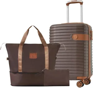 3-Piece Luggage Set, 22x14x9 Airline Approved, Lightweight Hardshell ABS Suitcases with Travel Bag & Toiletry, Blue