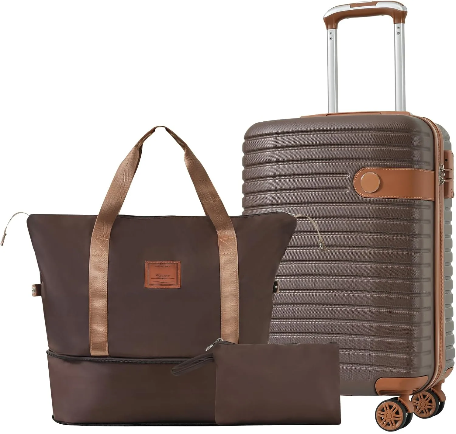 3-Piece Luggage Set, 22x14x9 Airline Approved, Lightweight Hardshell ABS Suitcases with Travel Bag & Toiletry, Blue