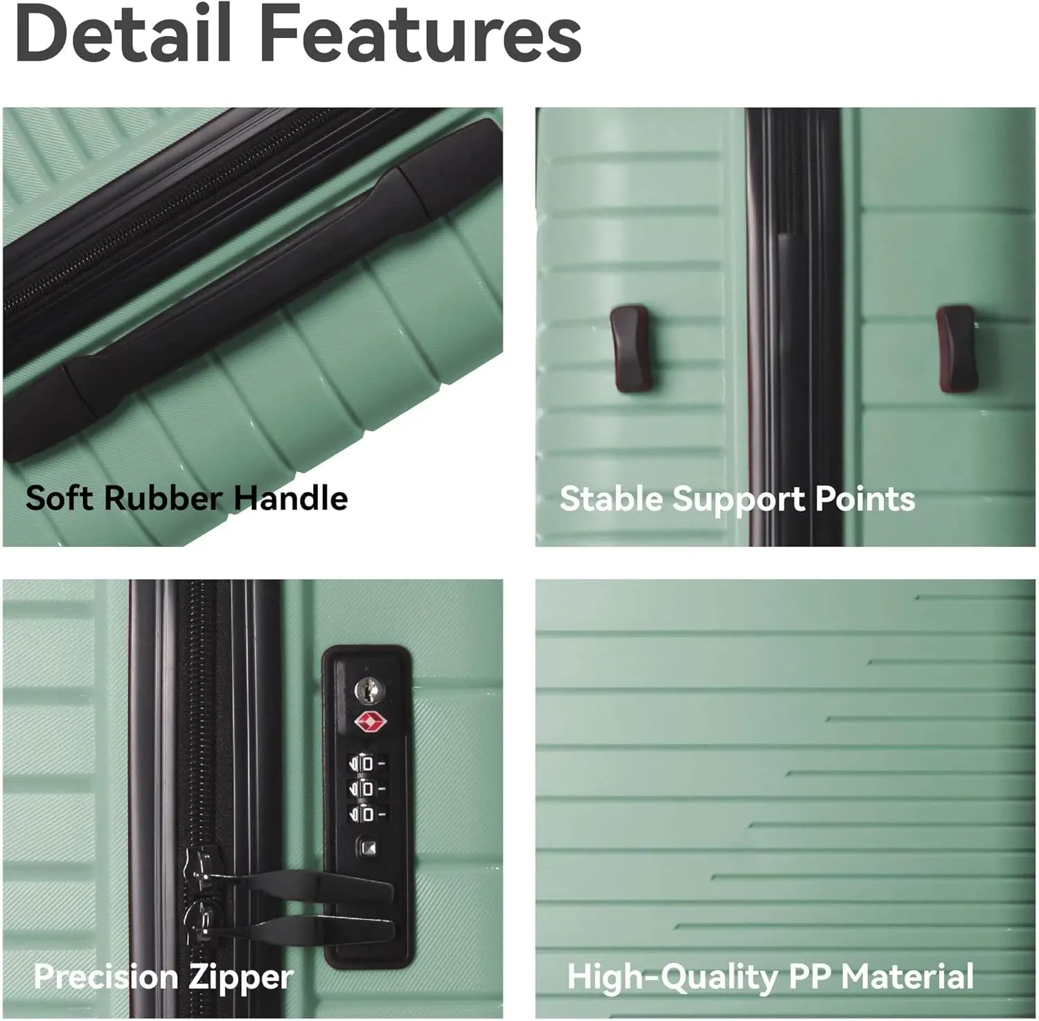 3-Piece PP Hardshell Luggage Set with Spinner Wheels & TSA Lock  20"/24"/28" Lightweight Suitcases for Carry-On & Checked Bags, Ergonomic Handles, Scratch-Resistant (Dark Green)