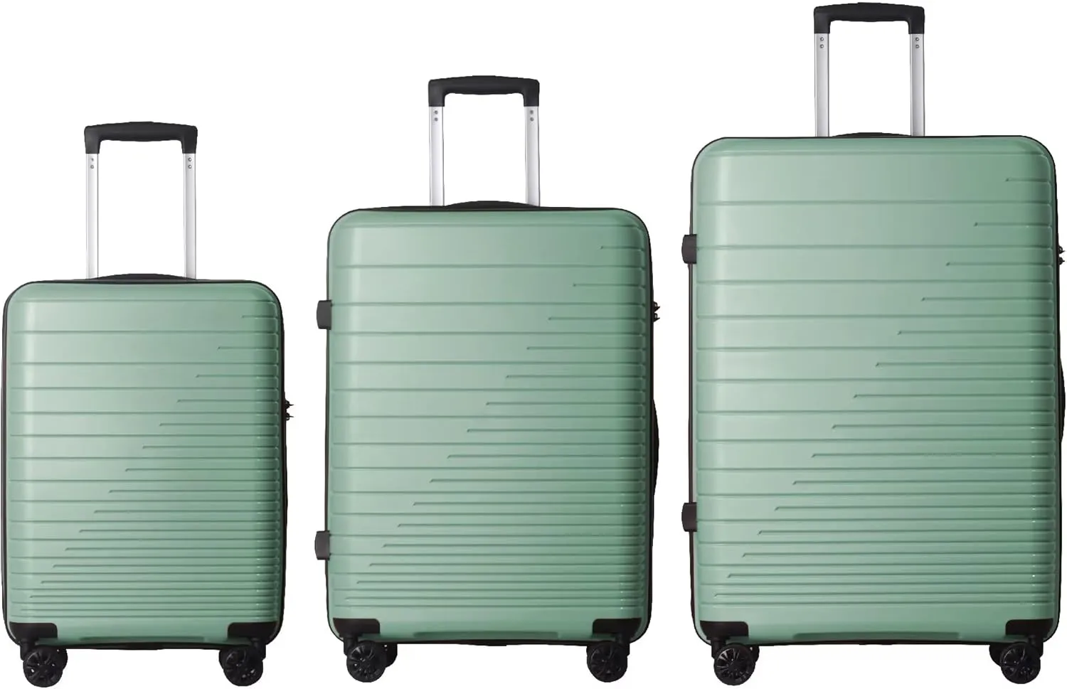 3-Piece PP Hardshell Luggage Set with Spinner Wheels & TSA Lock  20"/24"/28" Lightweight Suitcases for Carry-On & Checked Bags, Ergonomic Handles, Scratch-Resistant (Dark Green)