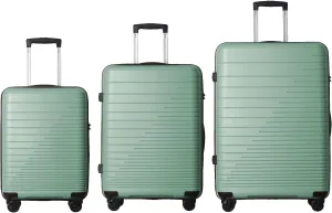 3-Piece PP Hardshell Luggage Set with Spinner Wheels & TSA Lock  20"/24"/28" Lightweight Suitcases for Carry-On & Checked Bags, Ergonomic Handles, Scratch-Resistant (Dark Green)