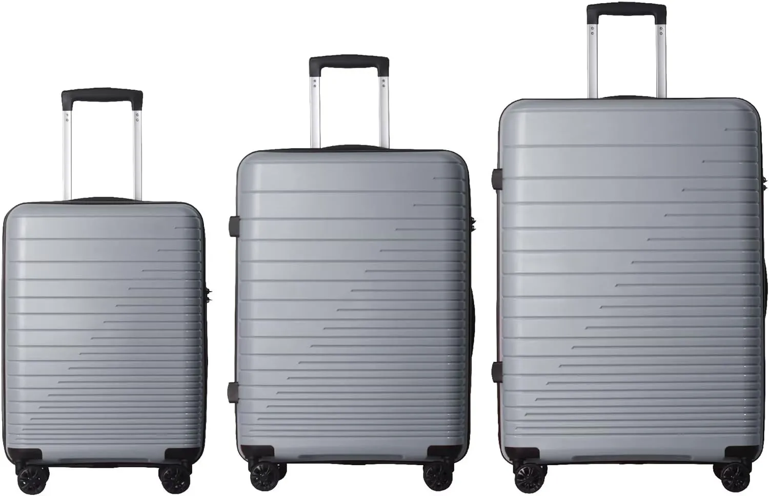 3-Piece PP Hardshell Luggage Set with Spinner Wheels & TSA Lock  20"/24"/28" Lightweight Suitcases for Carry-On & Checked Bags, Ergonomic Handles, Scratch-Resistant (DARK GREY)