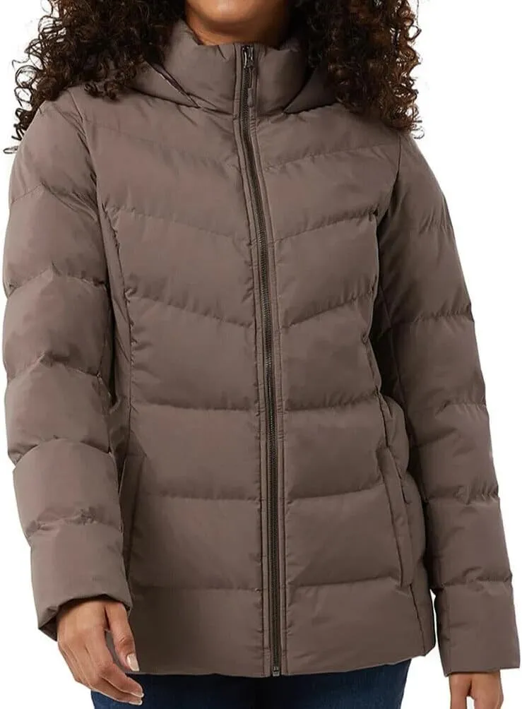 32 Degrees Women's Hooded Quilted Jacket - Winter Coat for Women - Outwear with Pockets (Purple, L)
