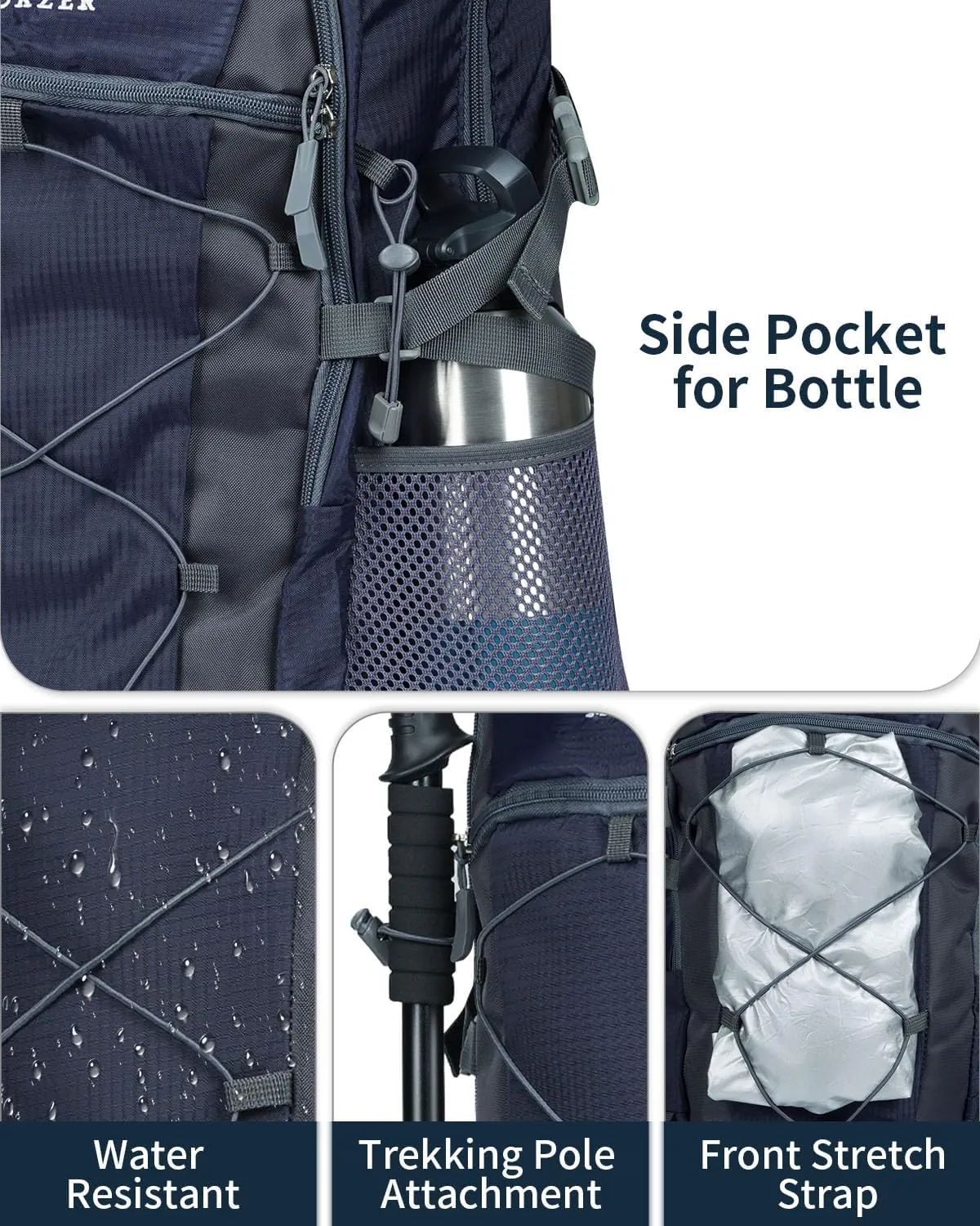 40L Hiking Backpack Lightweight Water Resistant Camping Outdoor Sport Trekking Travel Daypack for Men WomenBlue A