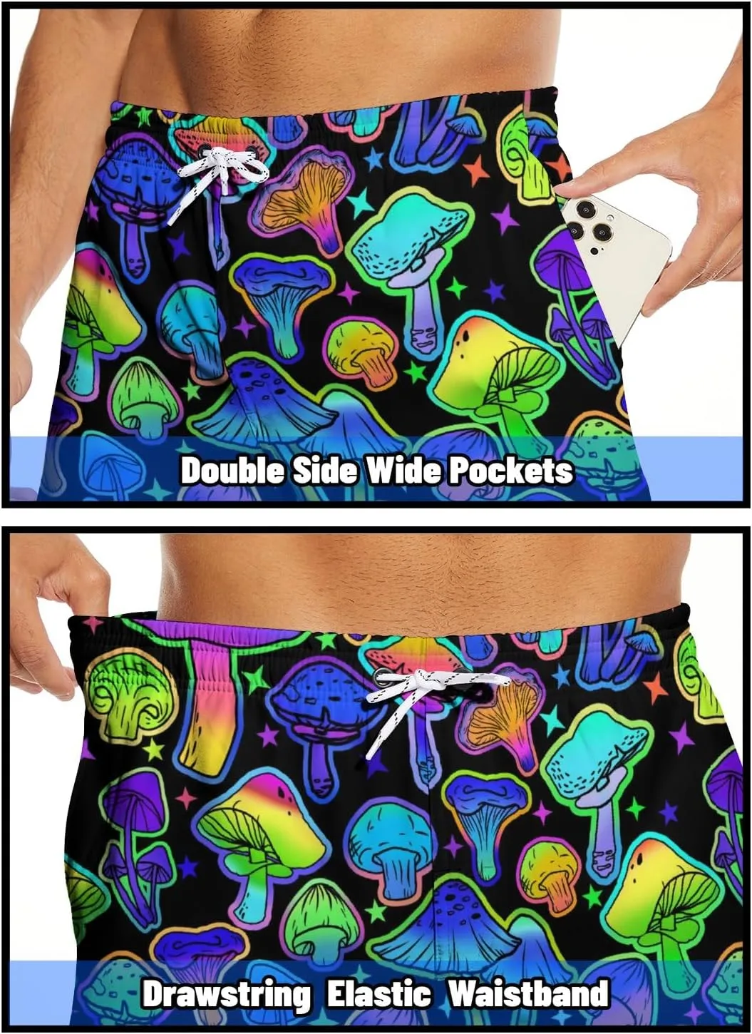 80s Shorts for Men 90s Swim Trunks Retro 80s Summer Party Shorts 90s Shorts Quick Dry Swimming Shorts with Mesh Lining