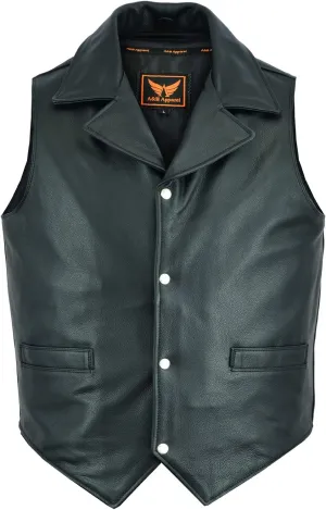 A&H Apparel Men's Classic Cowhide Leather Biker Vest - Concealed Carry Durable Design