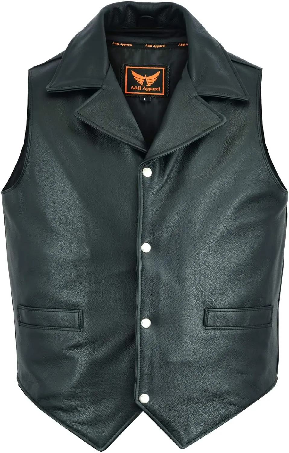 A&H Apparel Men's Classic Cowhide Leather Biker Vest - Concealed Carry Durable Design