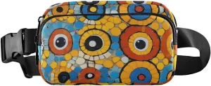 Abstract Circle Fanny Pack Water Resistant, Women Men Waist Pack Sling Bag Purse for Travel Hiking
