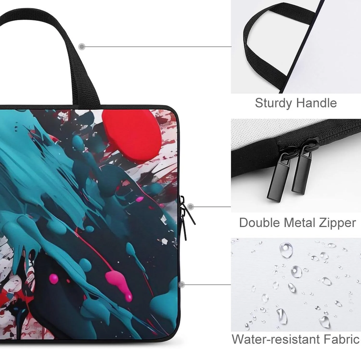 Abstract Paint Splashes Laptop Bag Durable Laptop Sleeve Water-Resistant Notebook Bag for Computer Or Tablet