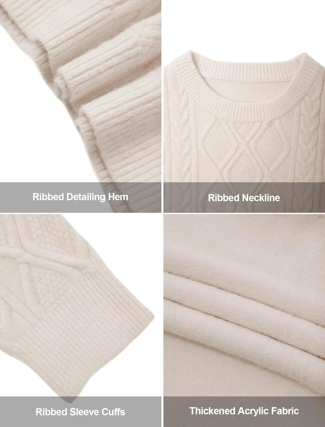 Aelfric Eden Oversized Sweater 90s Vintage Cable Knit Long Sleeve Women Woven Heavy Crewneck Pullover