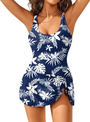 AI'MAGE Womens One Piece Swimdress Tummy Control Swimsuits Tie Knot Skirt Bathing Suit S-3XL