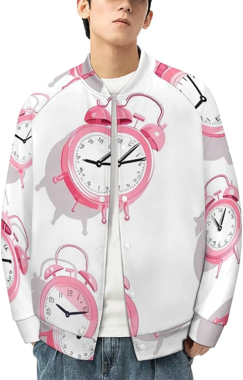 Alarm Cocks Lightweight Men's Baseball Jackets Relaxed Fit Varsity Bomber Jacket Windbreaker Coat