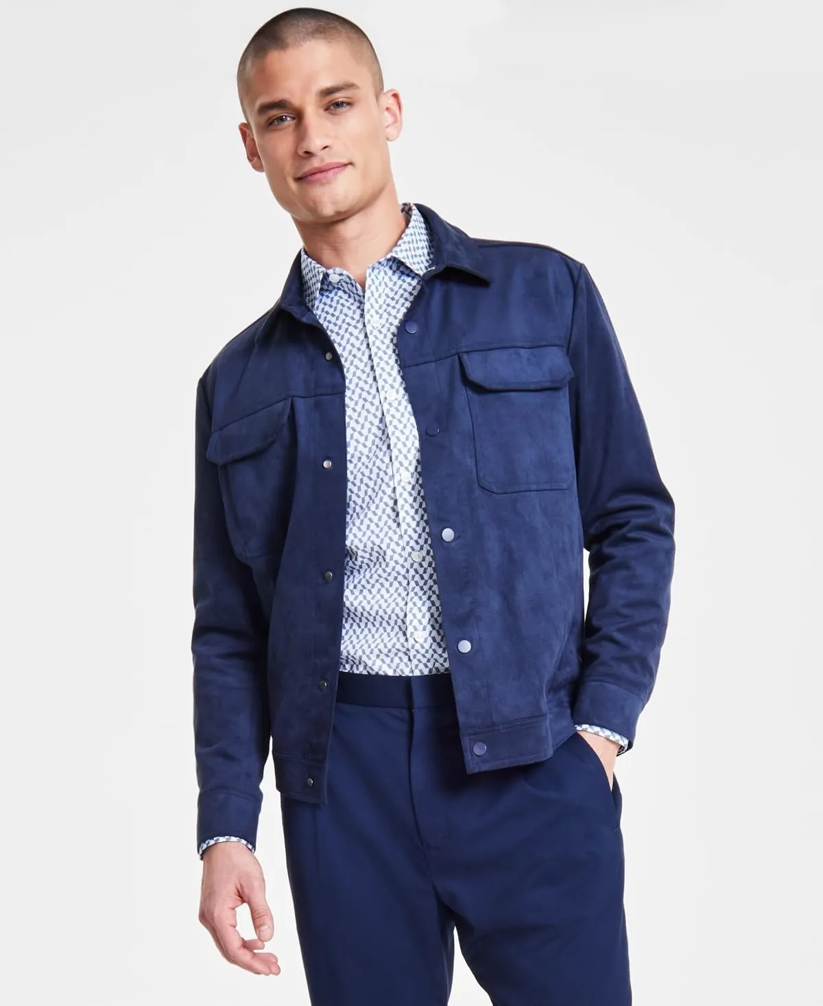 Alfani Mens Faux Suede Chore Field Jacket