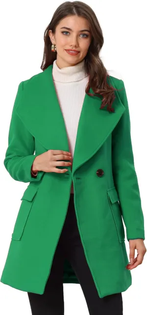 Allegra K Women's Winter Shawl Collar Long Sleeve Tie Belt Wrap Coats with Pockets