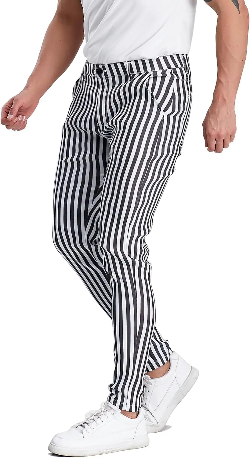 ALLELMS Mens Chinos Slim Fit Stretch Flat-Front Skinny Dress Pants