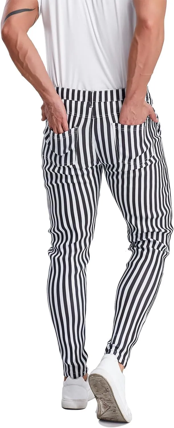 ALLELMS Mens Chinos Slim Fit Stretch Flat-Front Skinny Dress Pants