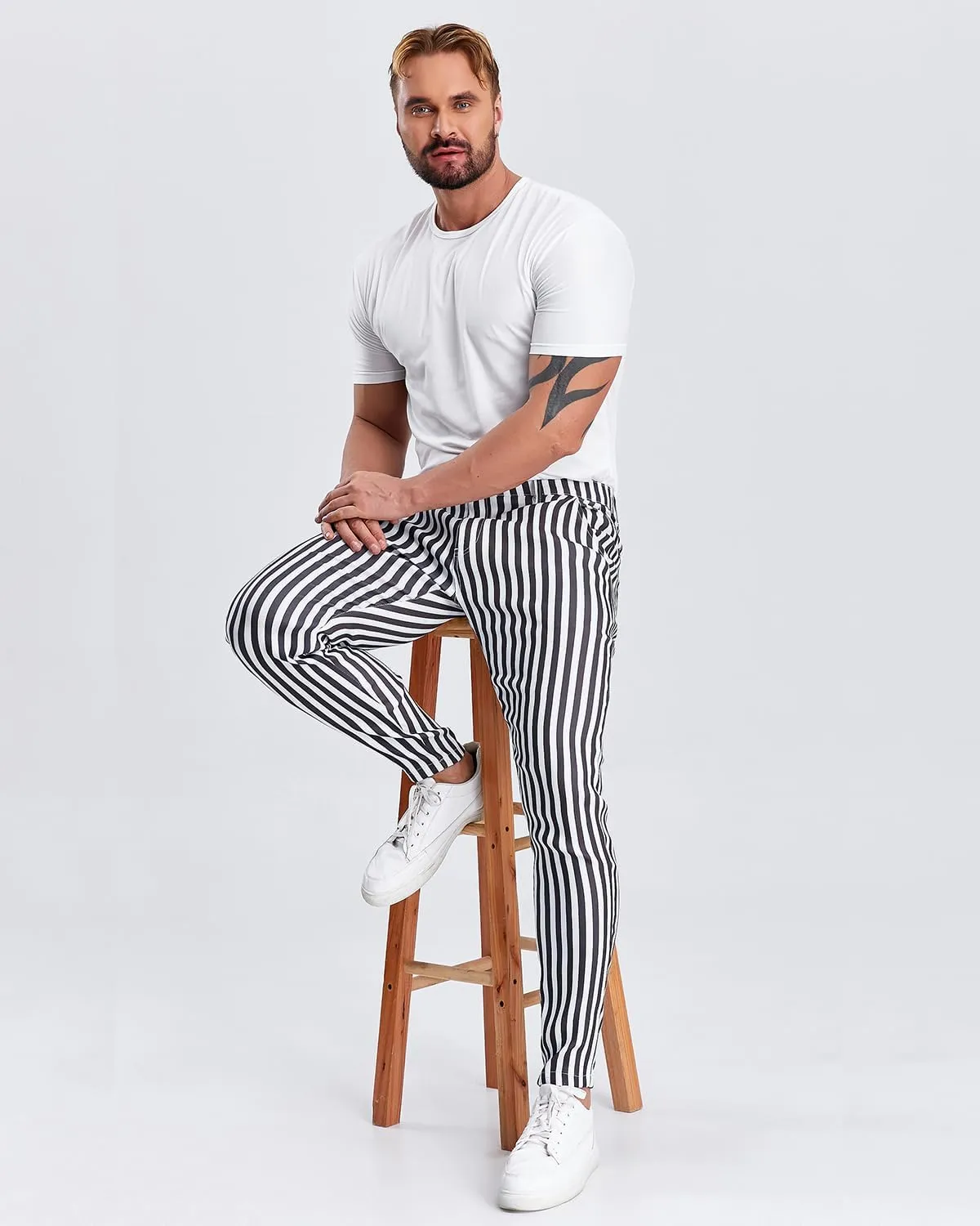 ALLELMS Mens Chinos Slim Fit Stretch Flat-Front Skinny Dress Pants