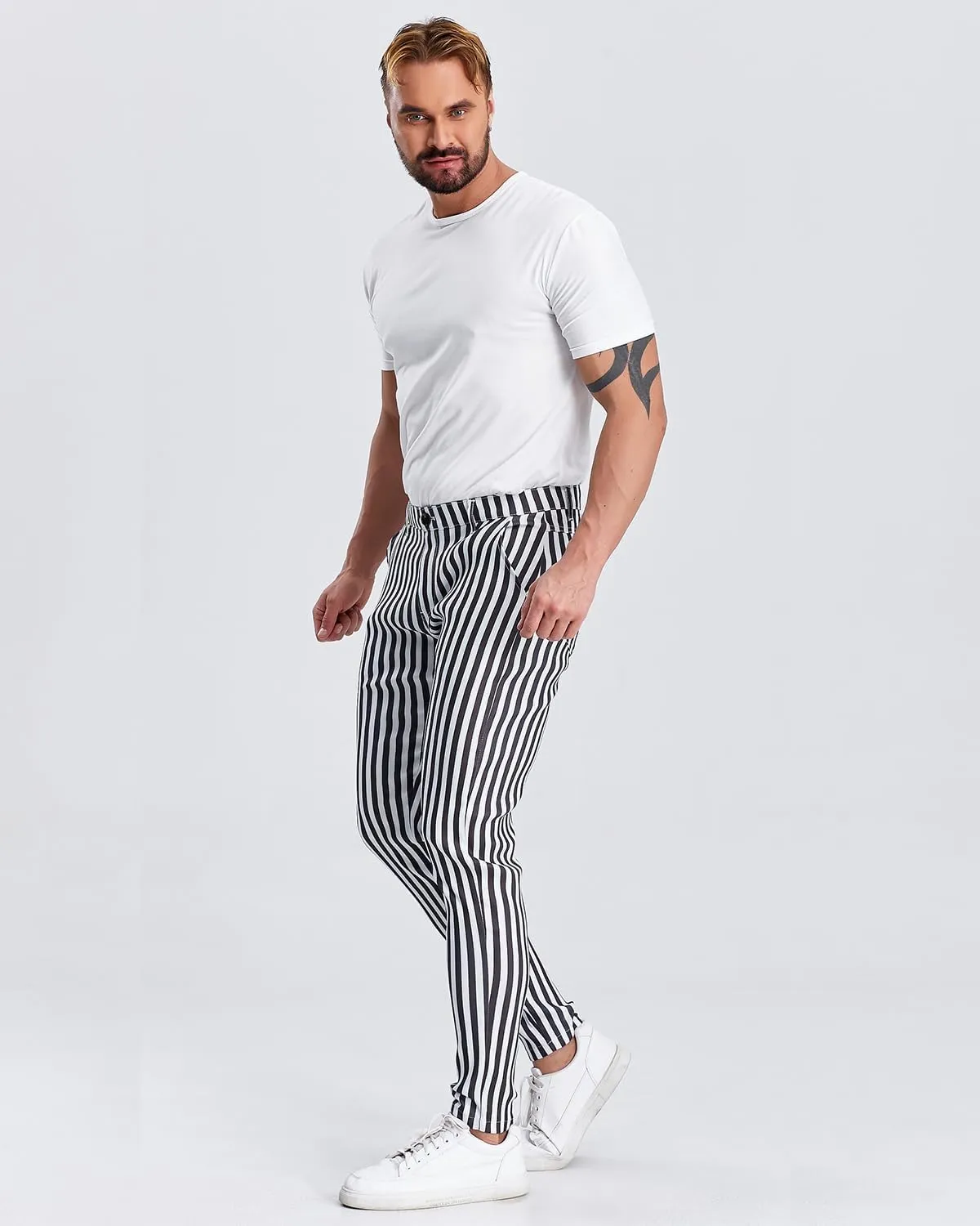 ALLELMS Mens Chinos Slim Fit Stretch Flat-Front Skinny Dress Pants