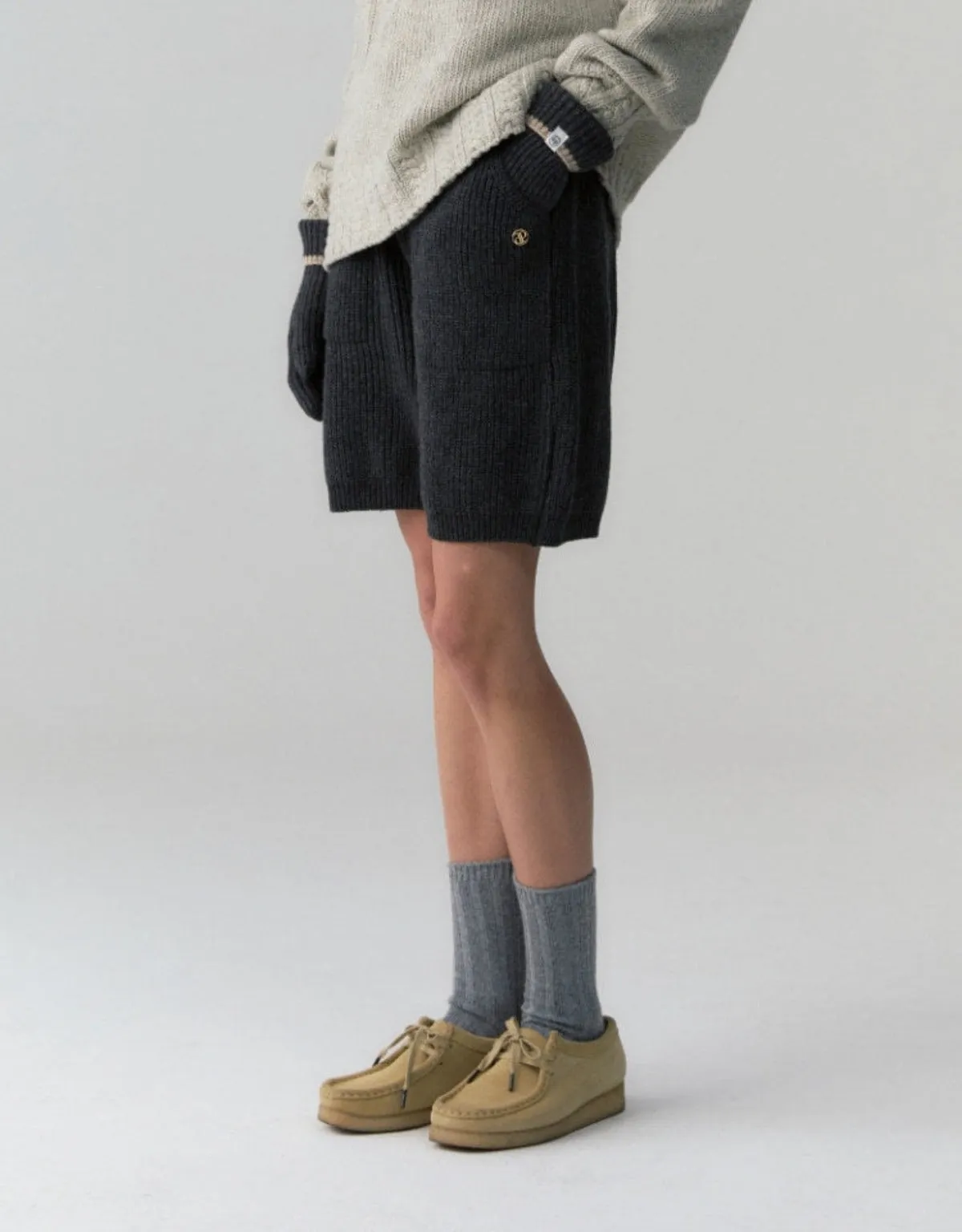 Alpaca Wool Knit Shorts In Charcoal