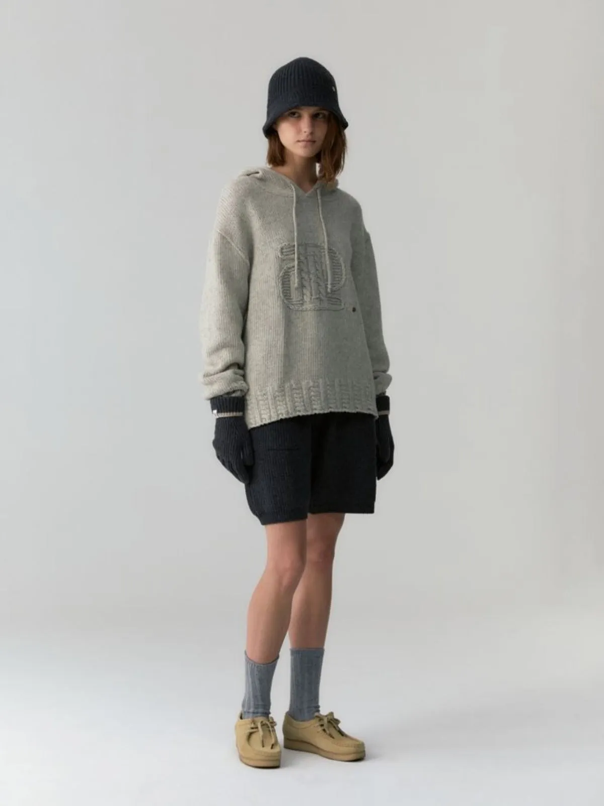 Alpaca Wool Knit Shorts In Charcoal