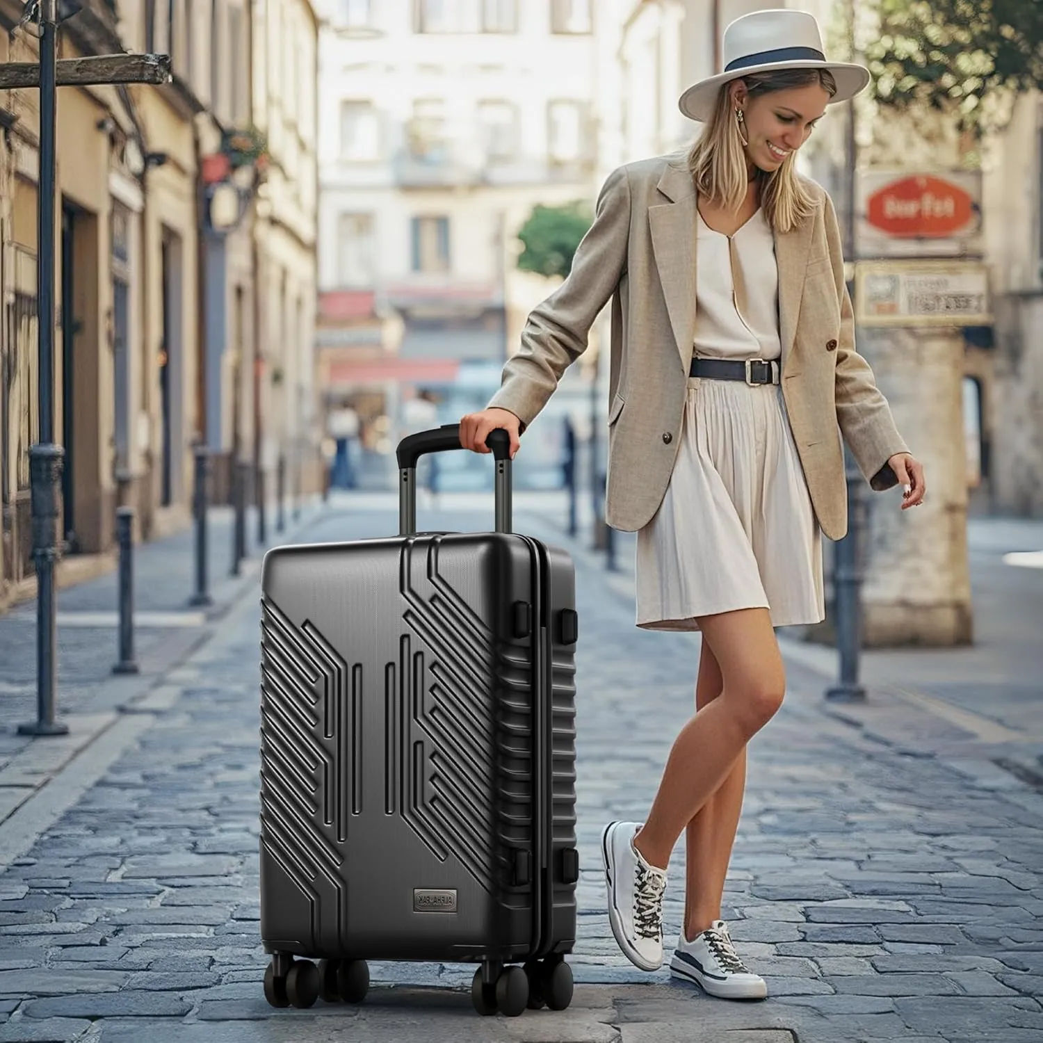 ALPHA CAMP 3 Piece Expandable Luggage Set - PC ABS Durable Hard Shell Suitcase with Spinner Wheels & TSA Lock,20-inch, 24-inch, 28-inch Luggage for Business,TravelBlack