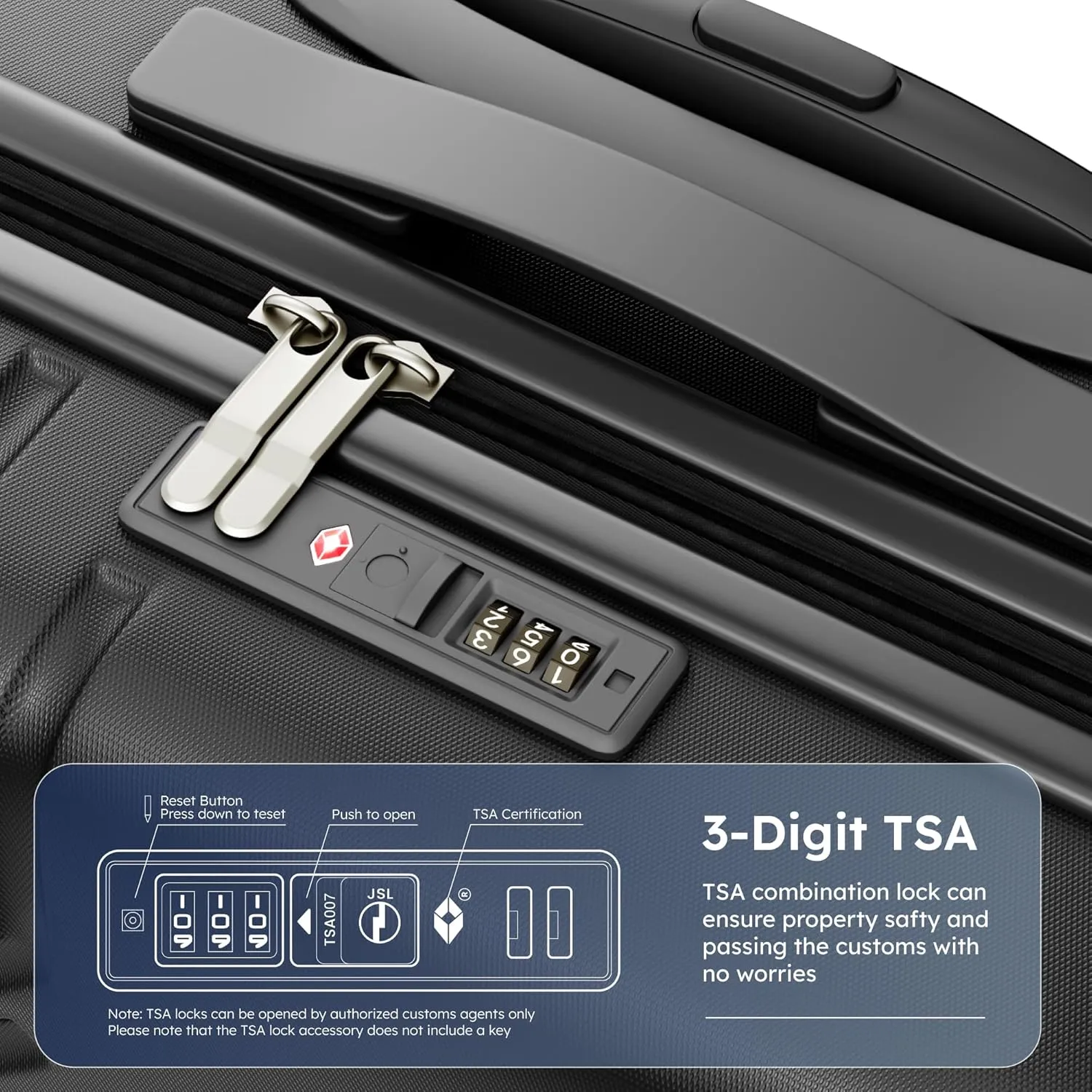 ALPHA CAMP 3 Piece Expandable Luggage Set - PC ABS Durable Hard Shell Suitcase with Spinner Wheels & TSA Lock,20-inch, 24-inch, 28-inch Luggage for Business,TravelBlack