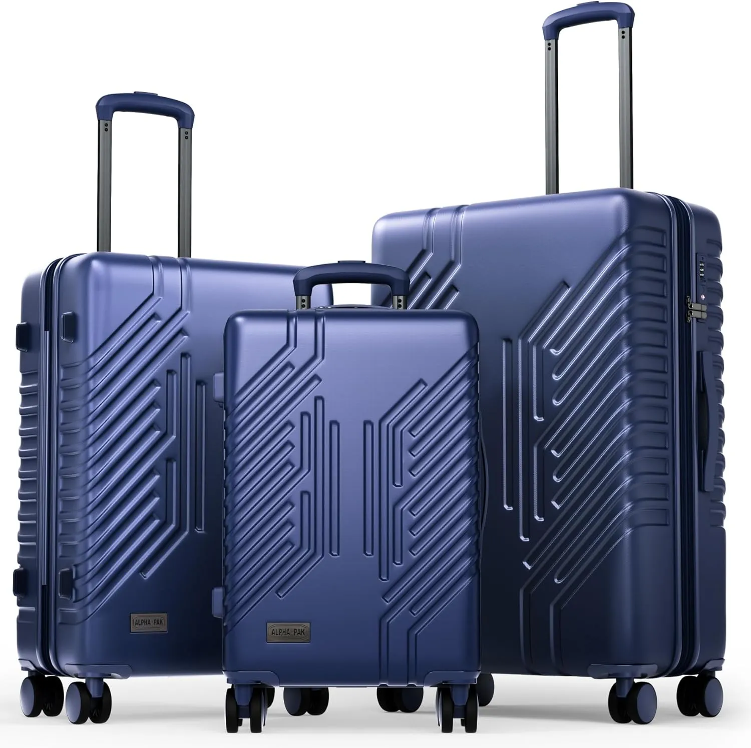 ALPHA CAMP 3 Piece Expandable Luggage Set - PC ABS Durable Hard Shell Suitcase with Spinner Wheels & TSA Lock,20-inch, 24-inch, 28-inch Luggage for Business,TravelNavy