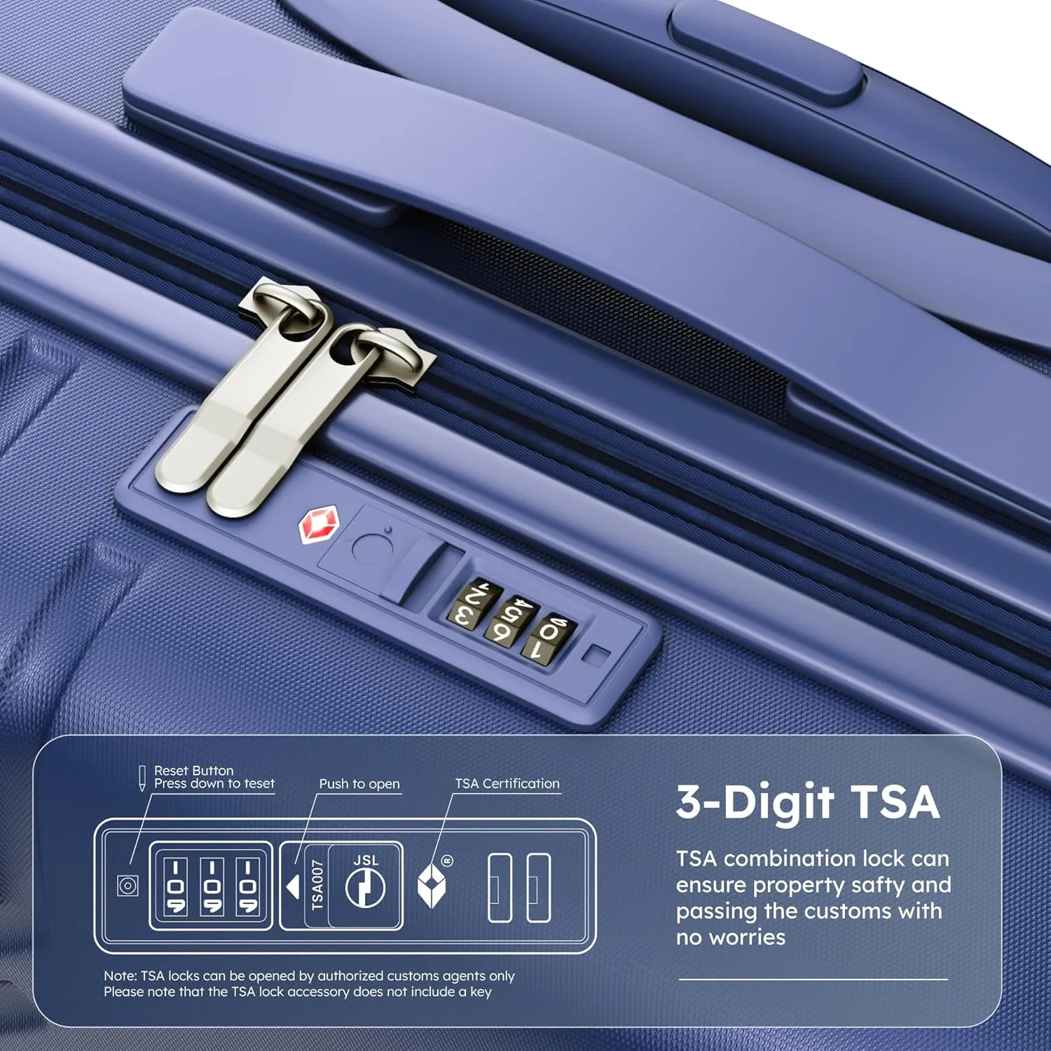 ALPHA CAMP 3 Piece Expandable Luggage Set - PC ABS Durable Hard Shell Suitcase with Spinner Wheels & TSA Lock,20-inch, 24-inch, 28-inch Luggage for Business,TravelNavy