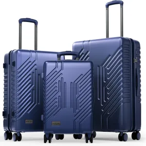 ALPHA CAMP 3 Piece Expandable Luggage Set - PC ABS Durable Hard Shell Suitcase with Spinner Wheels & TSA Lock,20-inch, 24-inch, 28-inch Luggage for Business,TravelNavy